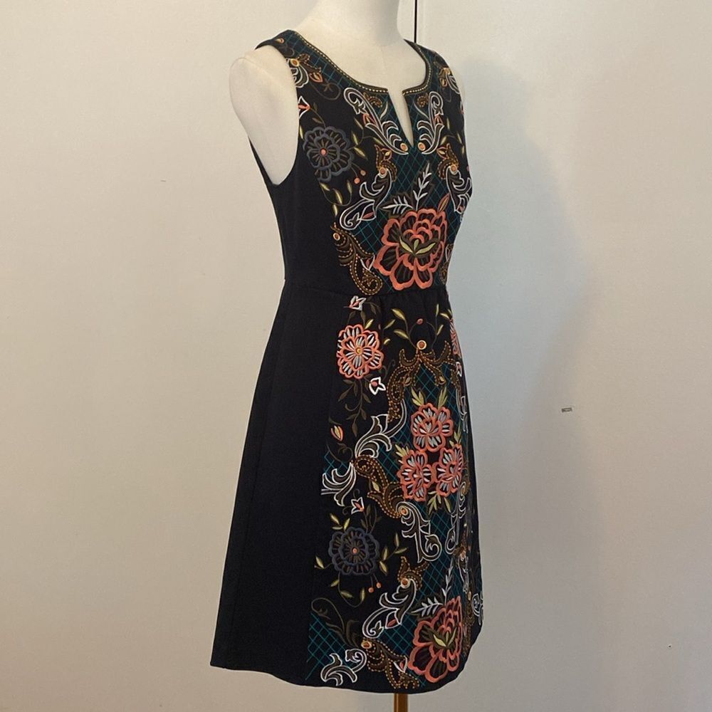 Anthropologie Moulinette Soeurs Navy Embroidered Perennial Mini Dress Size 2 - Picture 5 of 13